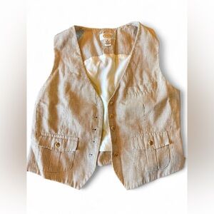 Talbots cream & white pinstripe vest